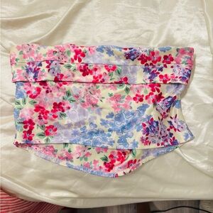 Beginning Boutique Floral Strapless Top